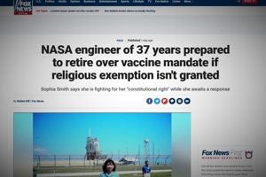 Mηχανικός στη NASA ετοιμάζεται να παραιτηθεί καθώς αρνείται για λόγους θρησκευτικής συνειδήσεως το εμβόλιο λόγω των κυτταρικών σειρών εκτρωμένων εμβρύων