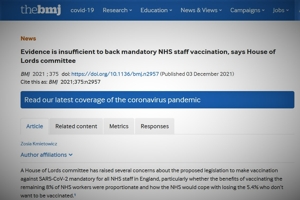 Επιτροπή της Βουλής των Λόρδων: Ανεπαρκή τα στοιχεία για την υποστήριξη του υποχρεωτικού εμβολιασμού των Υγειονομικών