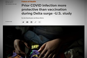Αμερικανική Μελέτη: Η προηγηθείσα λοίμωξη από κορωνοϊό είναι πιο προστατευτική απ’ ό,τι ο εμβολιασμός κατά τη διάρκεια του κύματος δέλτα