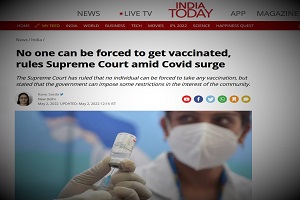 Ανώτατο Δικαστήριο Ινδίας: Αντισυνταγματικός ο υποχρεωτικός εμβολιασμός