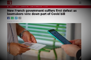 Η γαλλική Εθνοσυνέλευση ψήφισε κατά του υγειονομικού πιστοποιητικού
