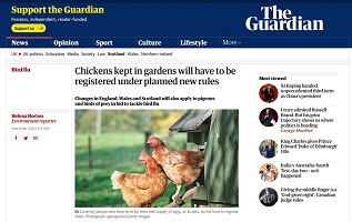 Στη Βρετανία νέοι κανόνες επιβάλλουν στους πολίτες να δηλώνουν τις κότες που έχουν για οικιακή χρήση!