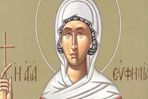 Τη 16η του αυτού μηνός μνήμη της Αγίας Μεγαλομάρτυρος και Πανευφήμου Ευφημίας